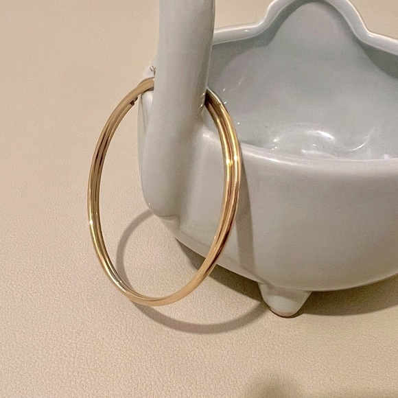 Solid 14K Gold Hoops - Large - Picture 3 of 5